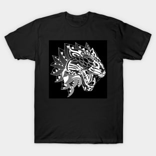 Black aztec tiger death pattern ecopop T-Shirt